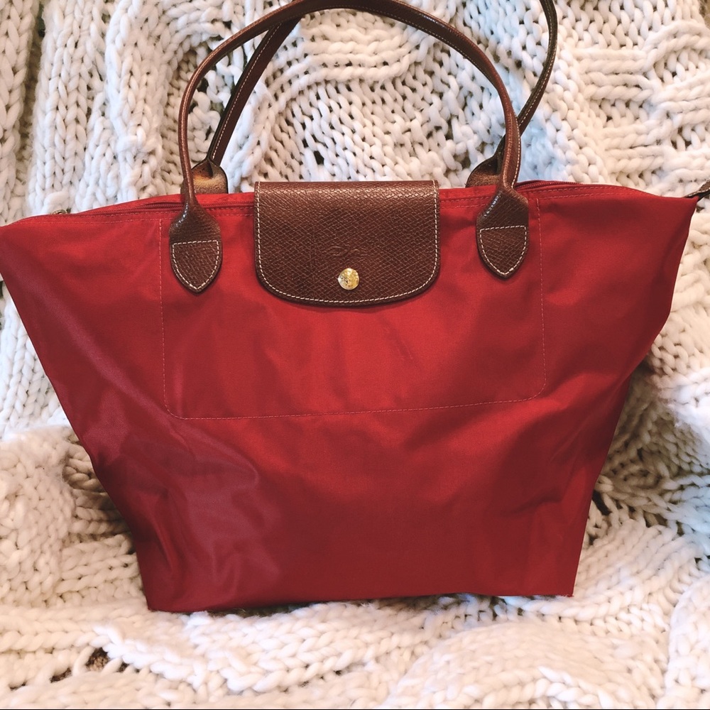 Longchamp Red Le Pliage Tote Large